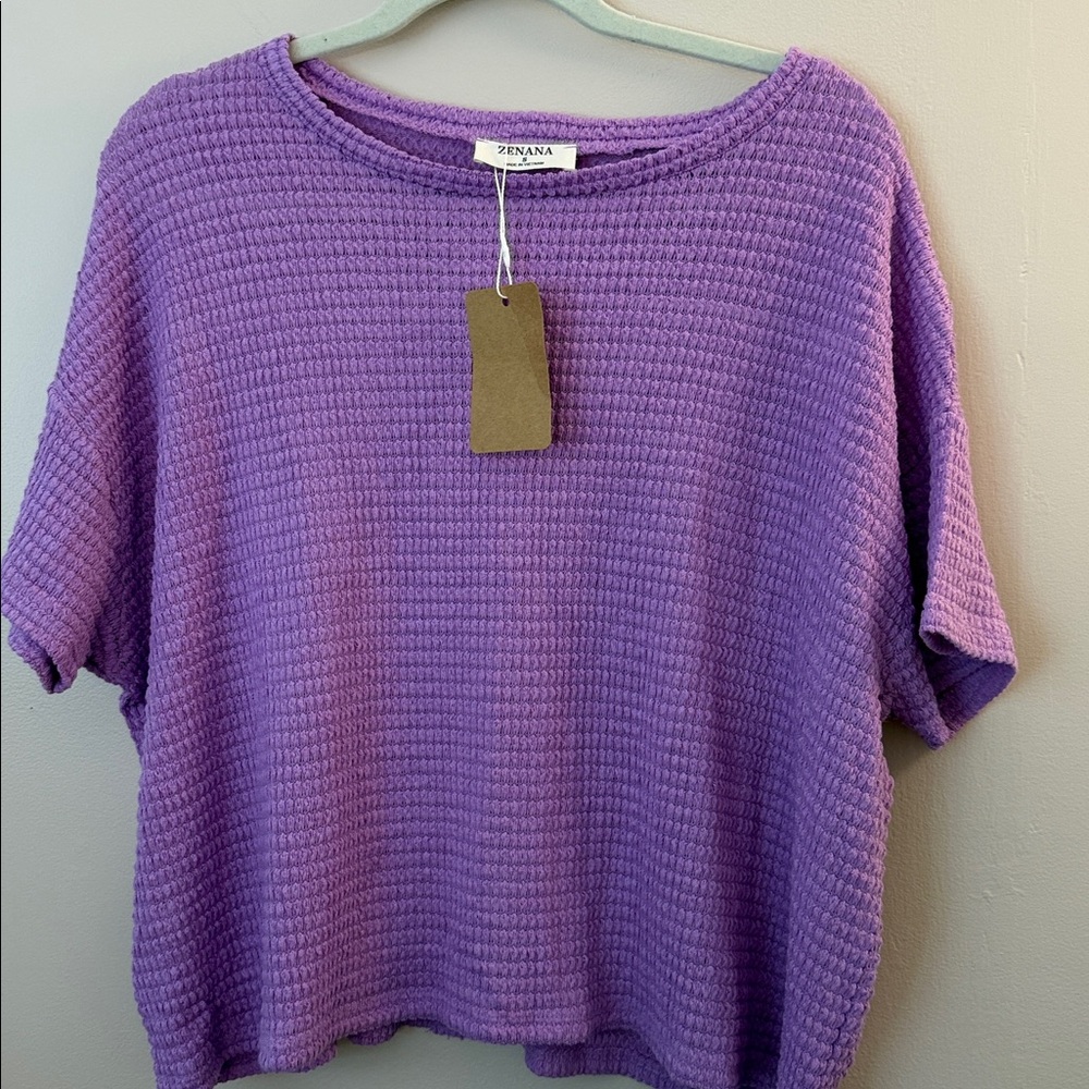 Purple Textured Short Sleeve TopNWT